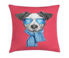 Hipster Dog Glasses Pillow Cover