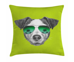 Dog with Glasses Tree Pillow Cover