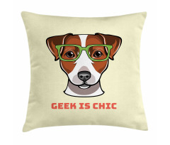 Dog in Smart Glasses Pillow Cover