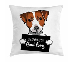 Dog Holding a Sign Pillow Cover