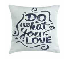 Lettering Blue Grunge Star Pillow Cover