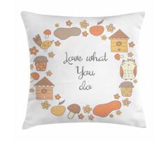 Warm Autumn Tones Cartoon Pillow Cover