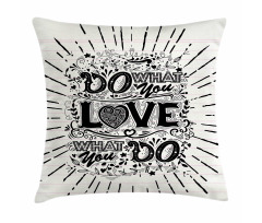 Hand-lettering and Swirls Pillow Cover