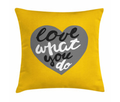 Greyscale Heart on Yellow Pillow Cover