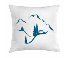 Chalet and Fir Trees Pillow Cover