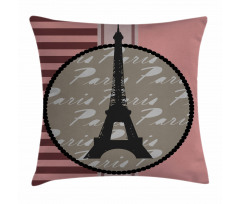 Vintage Eiffel Silhouette Pillow Cover