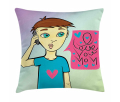 Boy Calling His Mother Pillow Cover