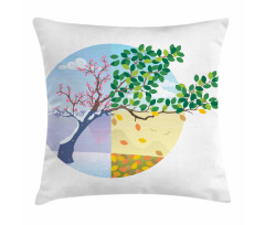 Cartoon Cycle of the Seasons Pillow Cover