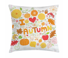 I Love Autumn Sketchy Doodle Pillow Cover