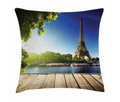 Eiffel Tower Wood Pier Seine Pillow Cover