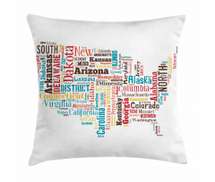 Map Cities Towns Names Pillow Cover