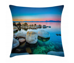 Stones Sunset View over Water Pillow Cover