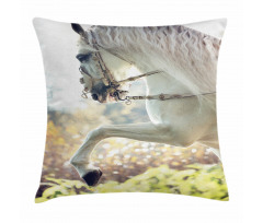 Horse on a Blurry Back Pillow Cover