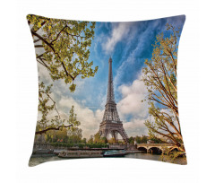 Paris Cloudy Sky Eiffel Tower Pillow Cover