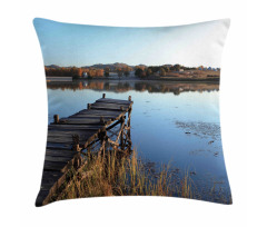 Tranquil Lake Idyllic Pier Pillow Cover