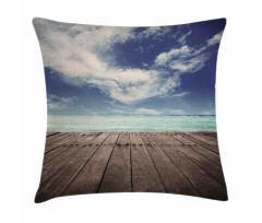 Ocean Cloudy Sky Wooden Pier Pillow Cover