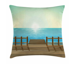 Doodle Landsape Port and Sea Pillow Cover