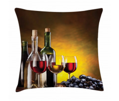 Grapes Bottles and Glasses Pillow Cover