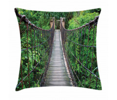 Rope Bridge in a Rainforest Pillow Cover