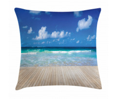 Waves on Wooden Pier Shore Pillow Cover