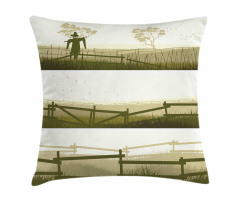 Farm Fields Scarecrow Grass Pillow Cover