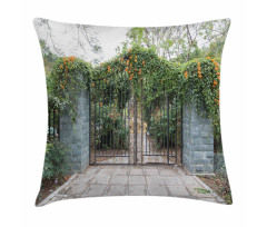 Wrought Floral Garden Gate Pillow Cover