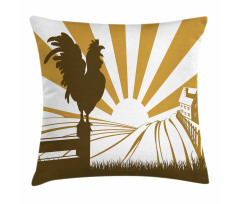 Rooster Retro Country Sunrise Pillow Cover