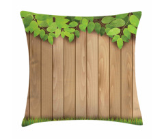 Leafy Tree Branch Grass Fence Pillow Cover