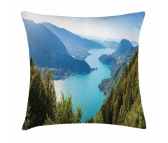 Aerial Annecy Lake Pine Pillow Cover