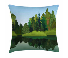 Calm Trees on Pure Lake Pillow Cover