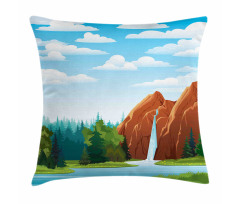 Waterfall Mountain Sky Pillow Cover