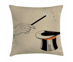 Magician Magic Wand and Hat Pillow Cover