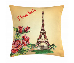 Love in Paris Eiffel Pillow Cover