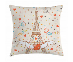 Eiffel Love Birds Pillow Cover