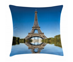 Eiffel Water Reflection Pillow Cover