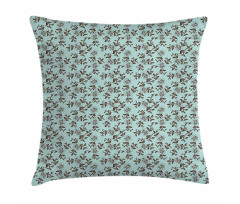 Curly Branches of Flowers Pillow Cover