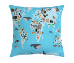 Guide Animals World Map Pillow Cover