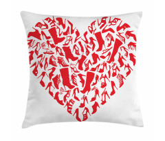 Heart Shoe Silhouettes Pillow Cover