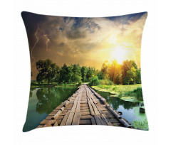 Bolt at Sunset Forest River Pillow Cover