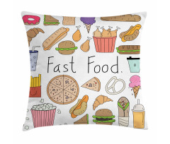 Fast Food Lettering Doodle Pillow Cover