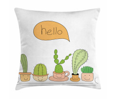 Home Plants in Smiling Pots Pillow Cover