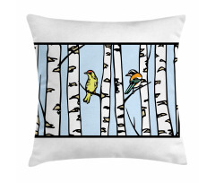 Birch Tree Drawing Bark Style Pillow Cover