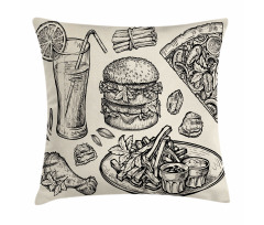 Pizza Burger Lemonade Pillow Cover