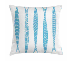 Sardine Fish Doodle Oceanic Pillow Cover