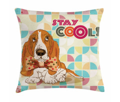 Basset Hound Dog with Bow Pillow Cover