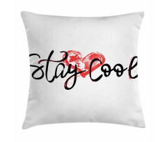 Ink Calligraphy and Heart Pillow Cover