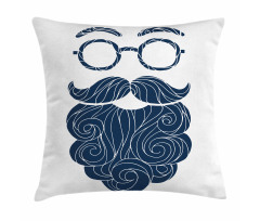 Hipster Fashion Beard Glasses Pillow Cover