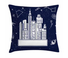 Megacity in Space Doodle Pillow Cover