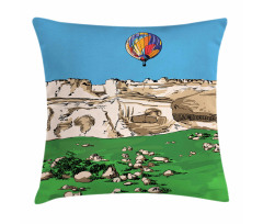 Mountains and Air Balloon Pillow Cover