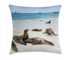 Galapagos Island Sea Lions Pillow Cover